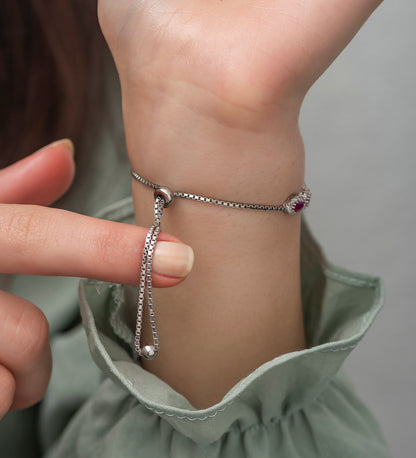 Elegant Oval-Cut Pink Gem Bracelet For Women