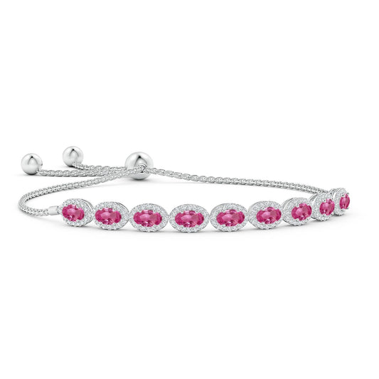Elegant Oval-Cut Pink Gem Bracelet For Women